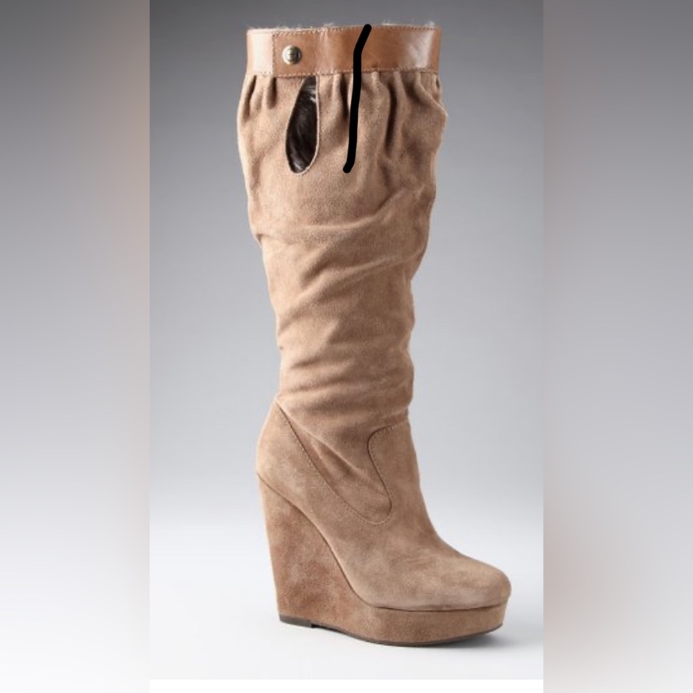 Calvin Klein Jeans - Hannah Kid Suede Womens Fur Pull On Wedge Boots size 6 1/2